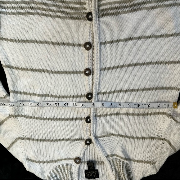 Pure Handknit Striped Button Front Hoodie Cardigan Sweater Women’s S/M - Picture 5 of 13